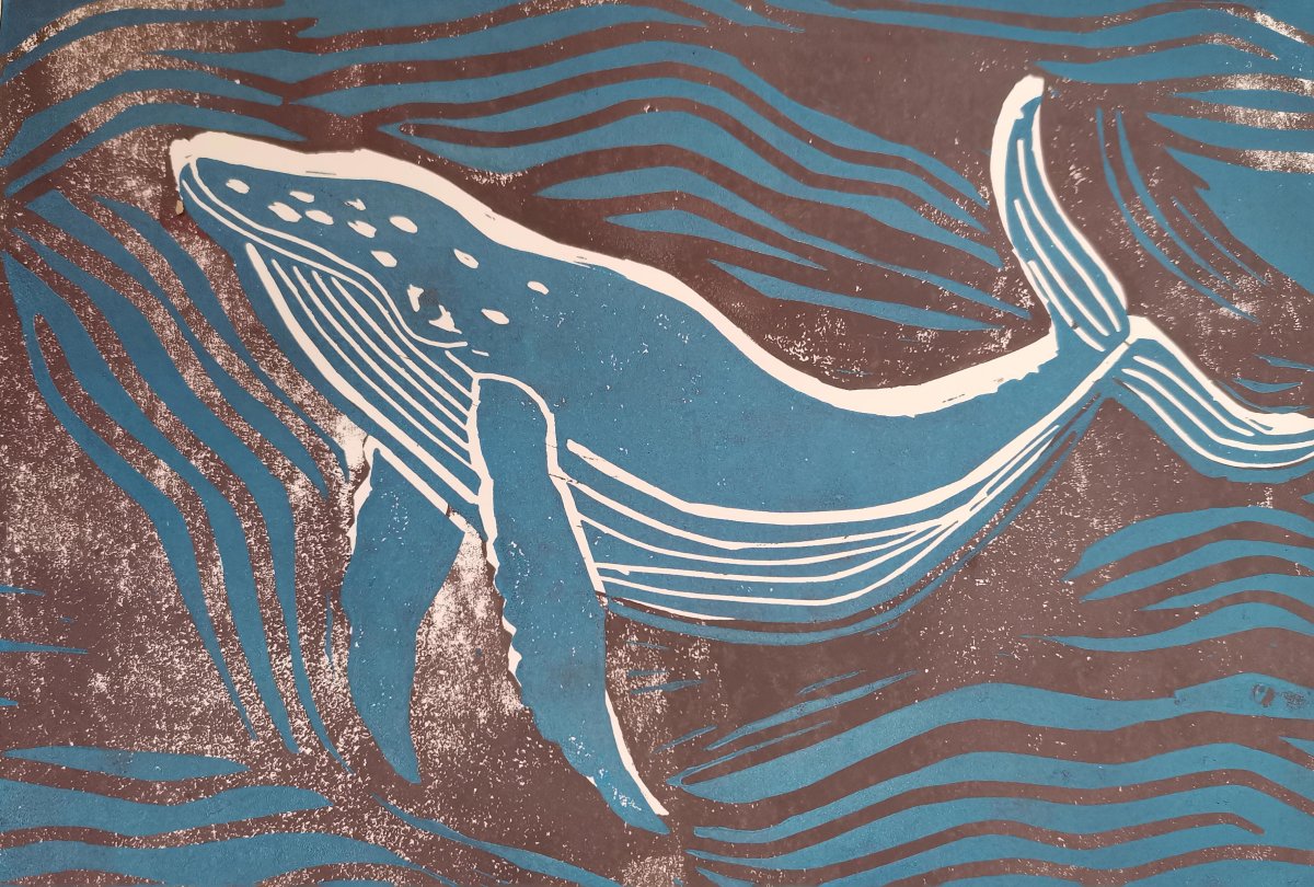 Baleine Linogravure Linogravure